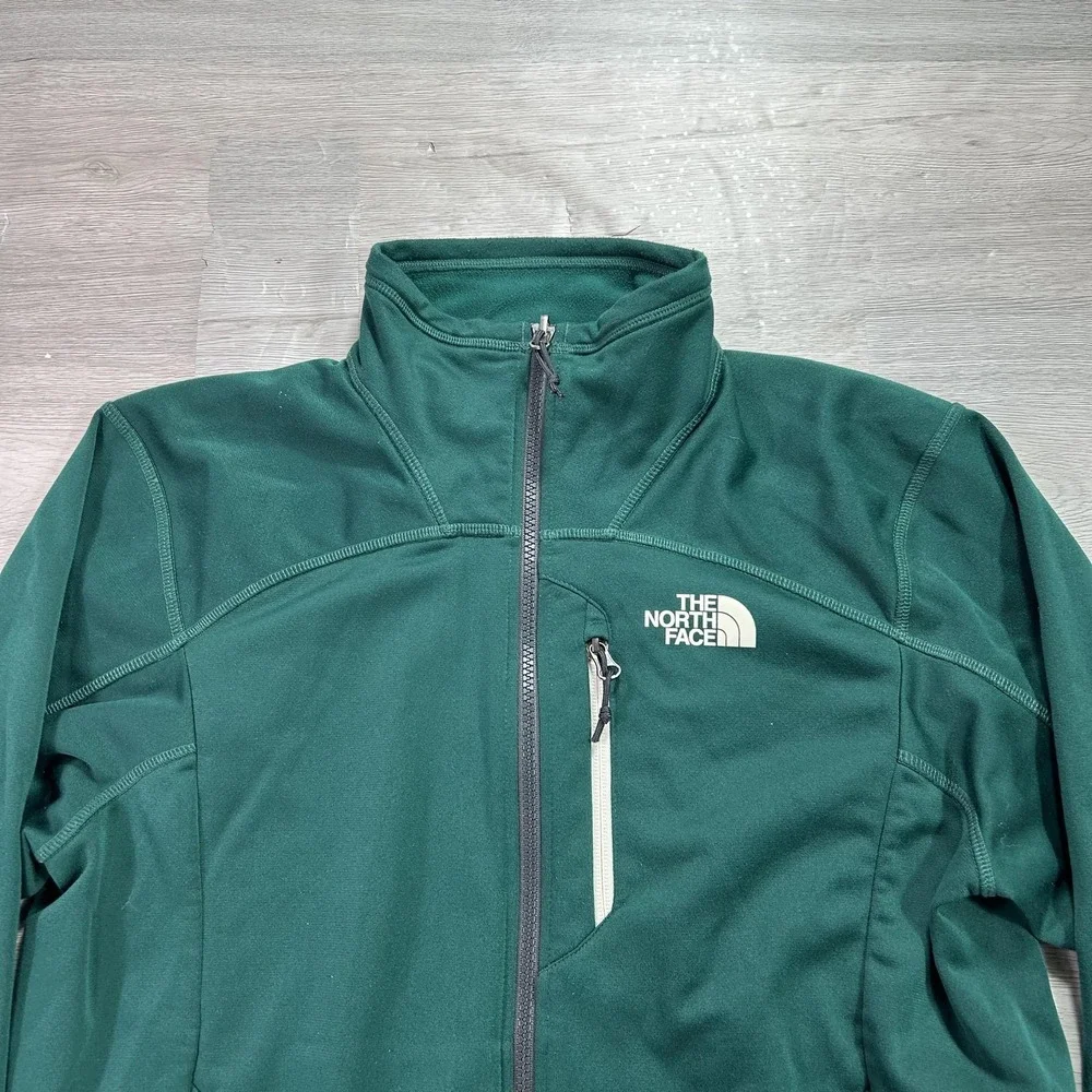 The North Face Jacket Mens Medium Green‎ Softshell Full Zip Hiking Outdoor Lined
